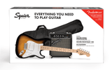 Squier Sonic Stratocaster Pack Maple Fingerboard 2-Color Sunburst Gig Bag 10G - 240V AU