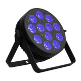 Lite Series LED Flat Par with 12 x 4W UV LEDs- Aluminium Fanless Housing- IEC in/out- 3 pin DMX in/out- 40° Beam Angle and IR Remote Include