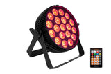 Lite Series LED Flat Par with 19 x 12W RGBWAU LEDs- Aluminium Fanless Housing- Powercon in/out- 3 pin DMX in/out, 40° Beam Angle and IR Remote Include