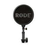 Professional shock mount with integrated pop shield for RODE Studio series microphones.