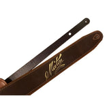 BROWN MATON LEATHER DELUXE PADDED GUITAR STRAP WITH LOGO