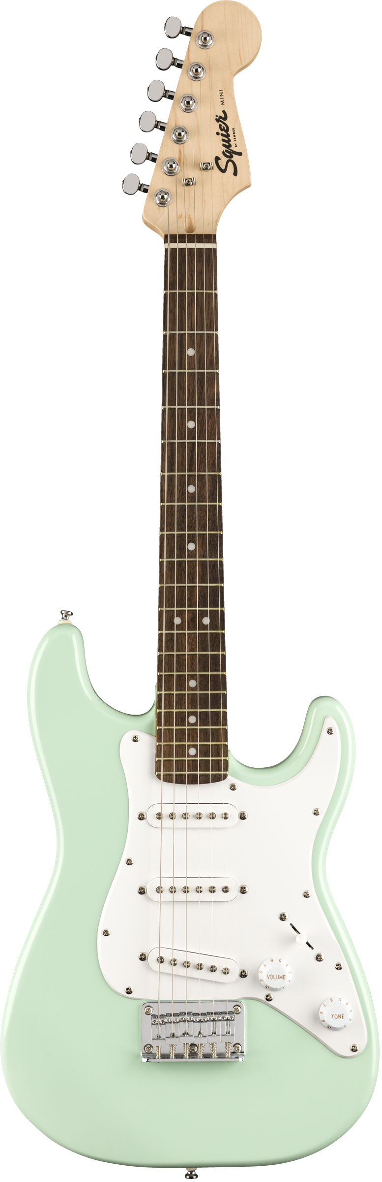 Squier FSR Mini Stratocaster Laurel Fingerboard White Pickguard Surf Green