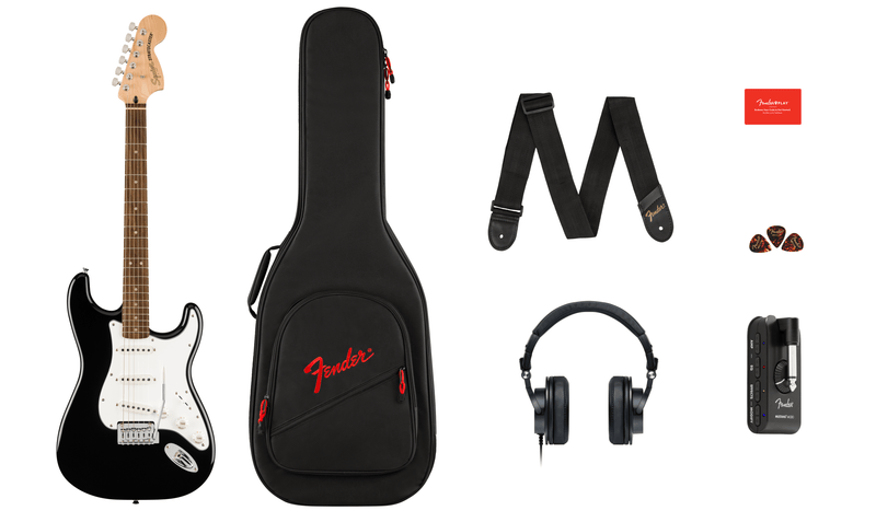 Affinity Series Stratocaster Mustang Micro Pack Laurel Fingerboard Black Gig Bag HD9 US CA EU AU JP