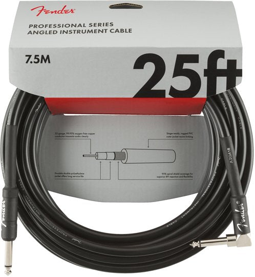Professional Series Instrument Cables Straight/Angle 25 Black