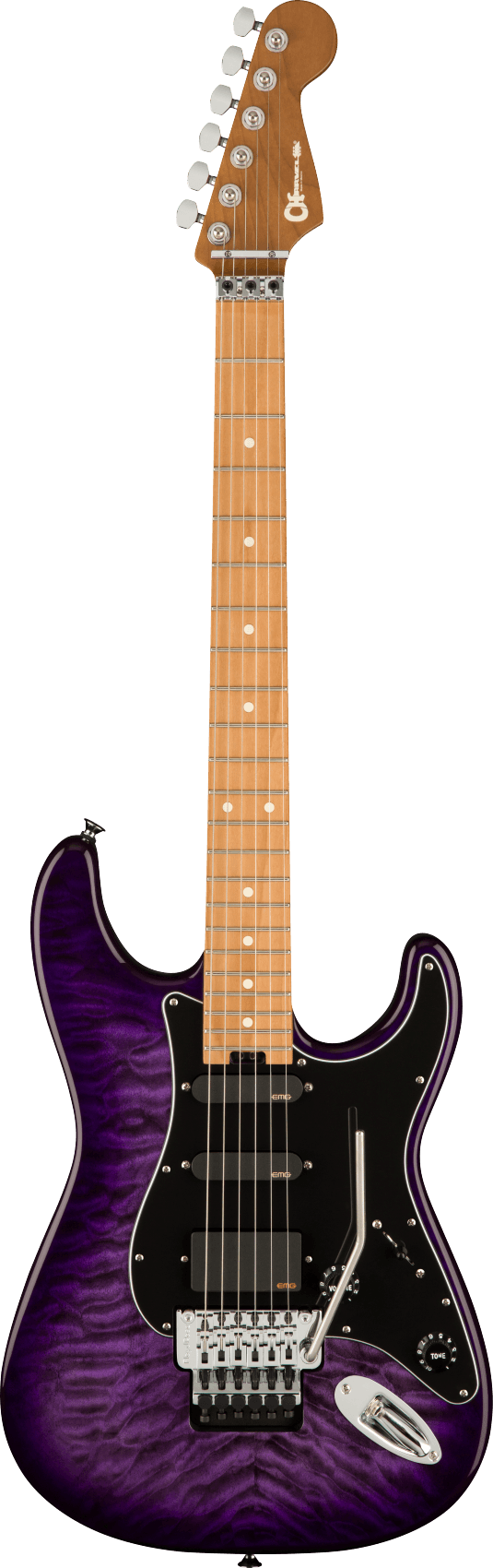 Marco Sfogli Signature Pro-Mod So-Cal Style 1 HSS FR CM QM Caramelized Maple Fingerboard Transparent Purple Burst