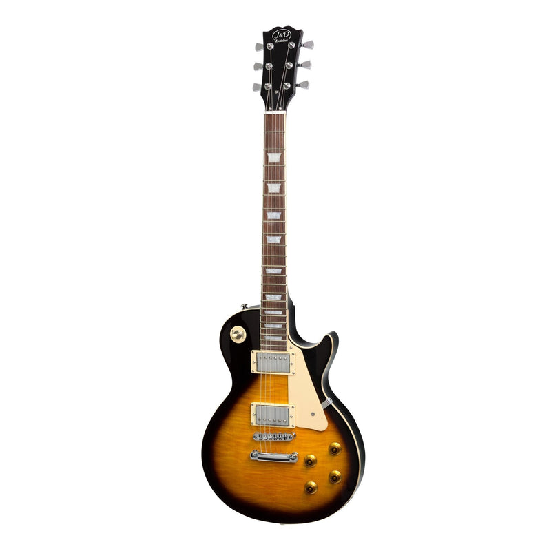 J&D Luthiers LP-Style Electric Guitar (Vintage Sunburst) - Solid Mahogany Body and set neck - 22 Fret RW - HH Pickups