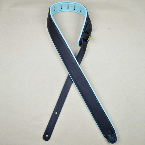 UPHOLSTERY BACKED & PADDED STRAP 2INCH- BLACK/AQUA