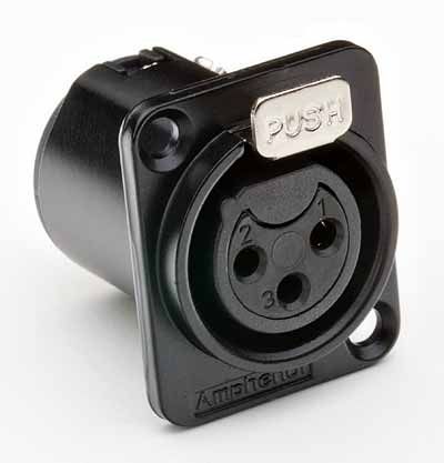 3PIN FEMALE XLR D SHELL BLK PANEL MNT