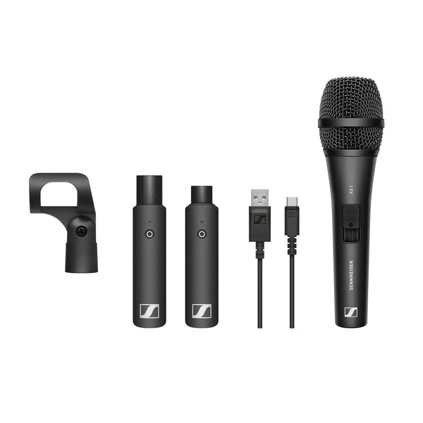 Vocal set with (1) XS1 cardioid dynamic mic (1) XSW-D XLR FEMALE TX (1) XSW-D XLR MALE RX (1) mic clamp and (1) USB charging cable