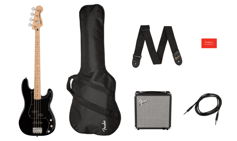Affinity Series Precision Bass PJ Pack Maple Fingerboard Black Gig Bag Rumble 15 - 240V AU