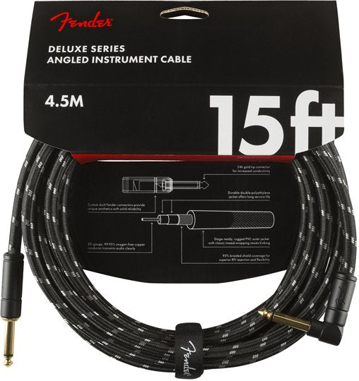 Deluxe Series Instrument Cable Straight/Angle 15 Black Tweed