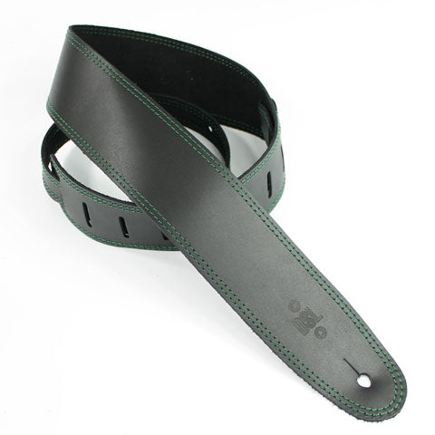 2.5 INCH SINGLE LAYER STRAP BLACK/GREEN STITCH