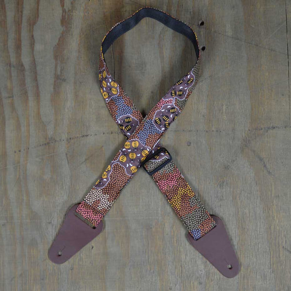 Aboriginal Art Guitar Strap - Honey Ants