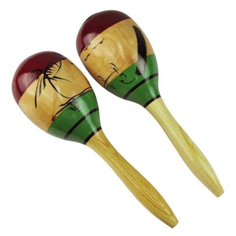 MARACAS - HANDLE MARACAS WITH STRIPES DESIGN - 1 PAIR