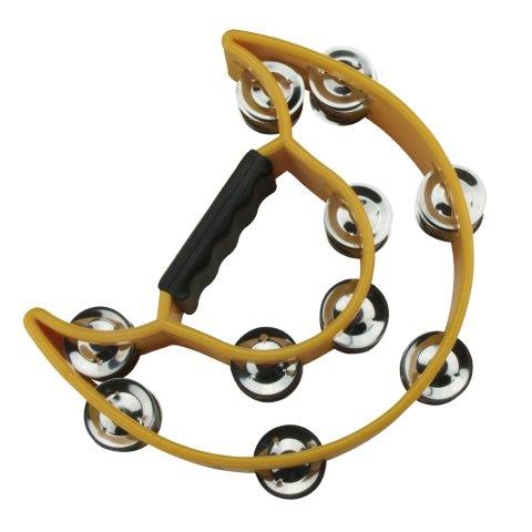 HALF MOON ABS TAMBOURINE DOUBLE ROW JINGLES - YELLOW