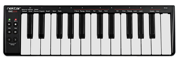 Nektar SE25 is a 25-note velocity sensitive mini-keys MIDI/DAW controller keyboard.